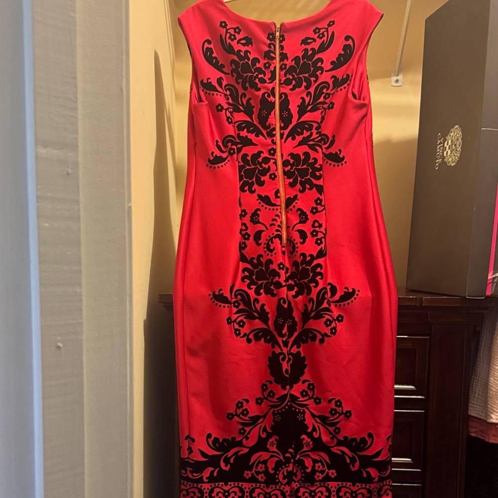 Beige by eci Red and Black Elegant Midi Dress - Picture 2 of 3